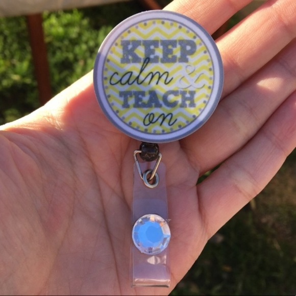 Hand Crafted Accessories - Keep Calm Teach On Badge Holder